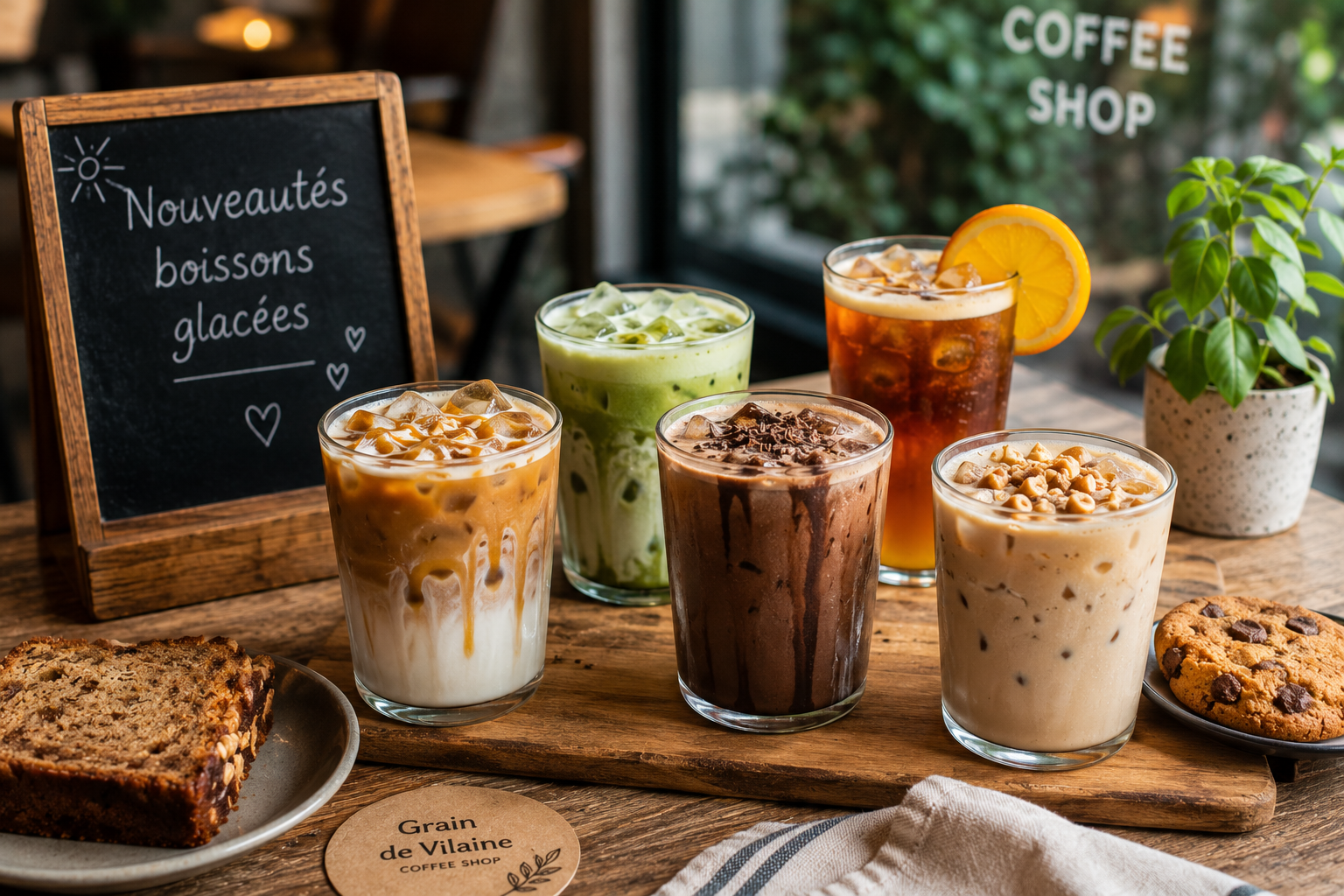 Photo générée par IA représentant les nouvelles boissons de Grain de Vilaine